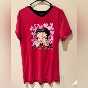 Betty Boop Vintage Red Sleep Shirt with Heart Motif